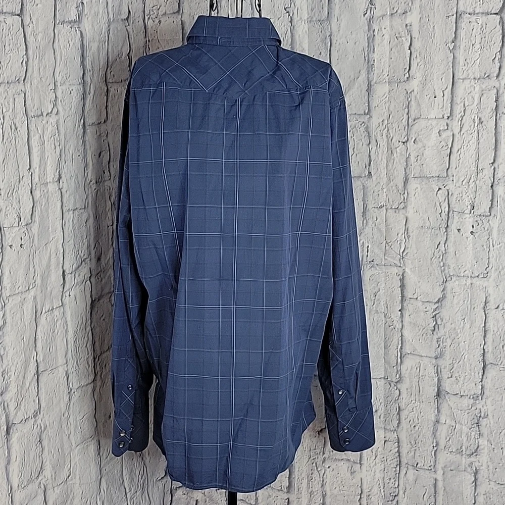 BANANA REPUBLIC Blue Striped‎ Western Shirt Large 16/16 1/2